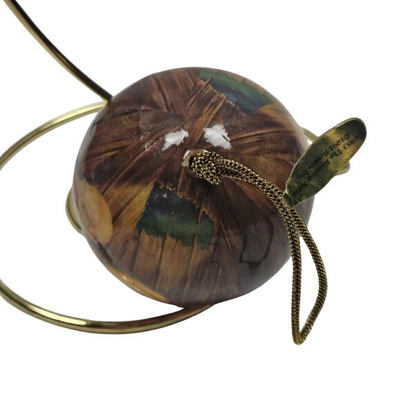 VTG Kneeling Santa Baby Jesus Christmas Ornament '91 Roman Inc Papier Mache Ball - Picture 4 of 8